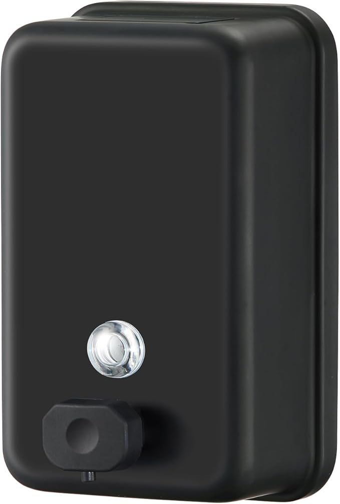 Stardrix Matte Black Stainless Steel Vertical 1100ml/37oz Capacity Commercial-Grade Soap Dispenser, Wall-Mounted Bathroom Hand Soap Dispenser with Corrosion-Proof Lining and Anti-Leak Pump