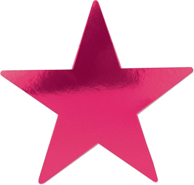 Beistle 72-Pack Foil Pink Star Cutouts, Party Decorations for Festive Occasions, Celebrations, & Events, Starry Theme Decor for Wall & Table, 5”
