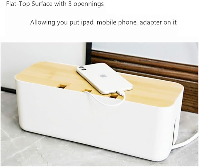 2 Pieces Cable Management Box|Cord Organizer Box| Hide and Conceal Power Strips and Electrical Cords from TVs, Computers, and Desks (White 2PCS)