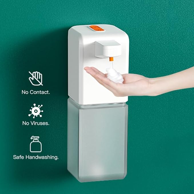 Automatic Foaming Soap Dispenser, Touchless & USB Rechargeable, 500ml/16.9oz Wall Mounted for Bathroom, Kitchen, Dish Soap (White)