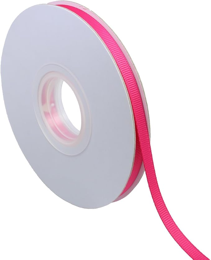 Ribbonitlux 1/4" Wide Solid Grosgrain Ribbon 25 Yards (176-Fuchsia）, Set for Gift Wrapping, Party Decor, Sewing Applications, Wedding and Craft
