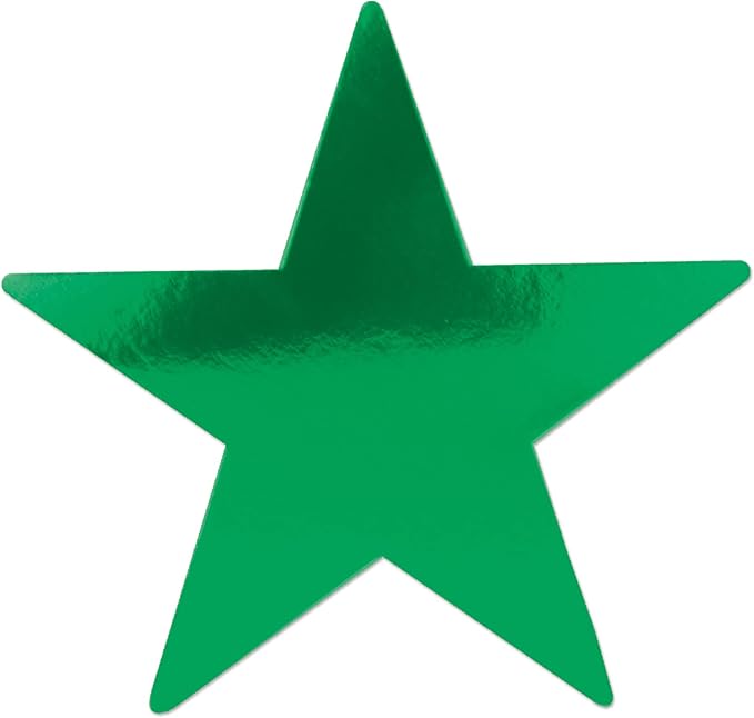 Beistle 72-Pack Foil Green Star Cutouts, Party Decorations for Festive Occasions, Celebrations, & Events, Starry Theme Decor for Wall & Table, 5”