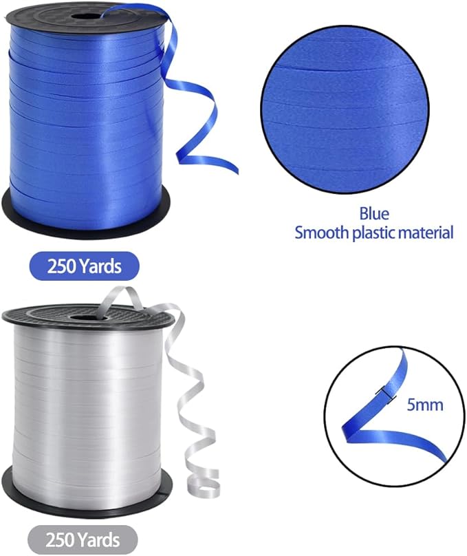TONIFUL 500 Yards Curling Ribbon-Balloon Ribbon-Balloon String for Art&Craft Decor,Gift Wrapping,Ribbons and Bows for Christmas New Year Birthday Gifts Graduation Supplies (Blue and Silver)