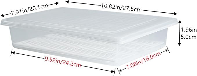 Food Storage Container, Plastic Food Containers with Removable Drain Plate and Lid, Stackable Portable Freezer Storage Containers - Tray to Keep Fruits, Vegetables, Meat and More (4,Large)