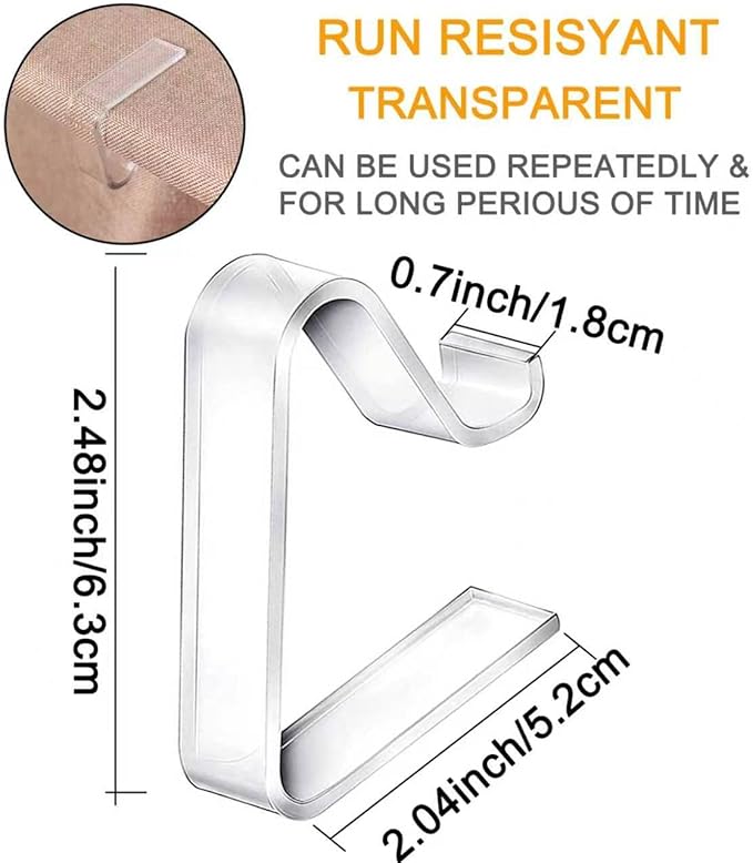 24 Pieces Transparent Clear Tablecloth Clips, Plastic Table Cloth Clips，Windproof Table Cover Holder Clamps，Table Cloth Holder for Home Wedding Party Christmas Outdoor Indoor Picnic Camping(Large)