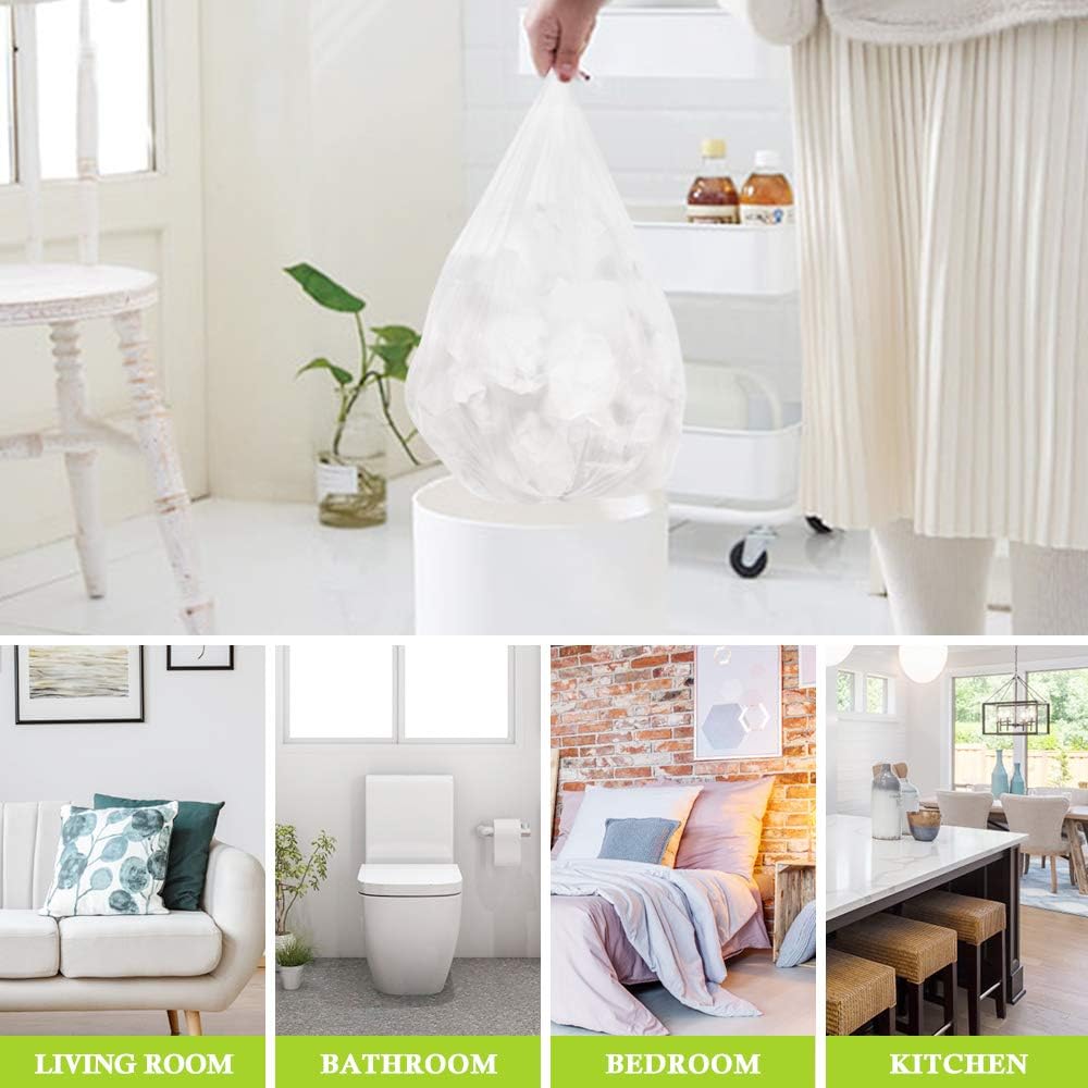 180 Counts 2 Gallon (1.8-2 Gal) Small Trash Bags Garbage Bags by RayPard, fit 1.6,1.8,2,2.2 Gal Waste Basket, 6.5-7 Liter Strong Trash Can Liners for Home Office Kitchen Bathroom Bedroom, Clear