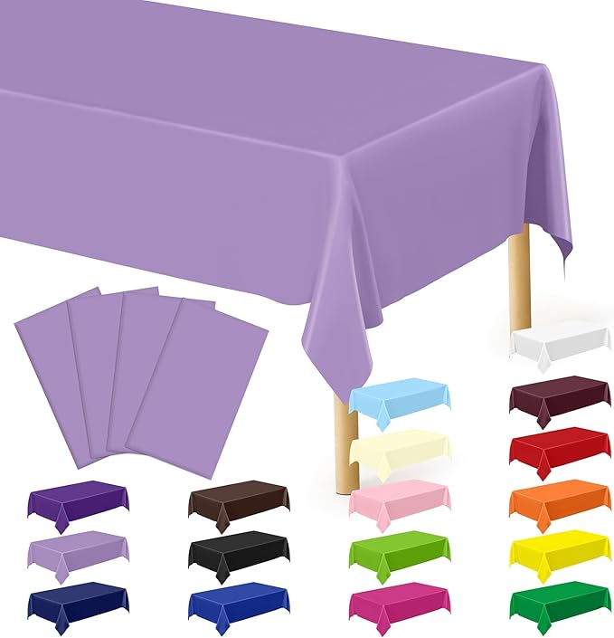 QZYL 4 PCS Plastic Table Cloth Disposable, 54x108 Inches Leakproof Rectangle Tablecloth, Heavy-Duty for Restaurant Party Decorations, Outdoor Picnic Tablecloth Congratulations Decorations