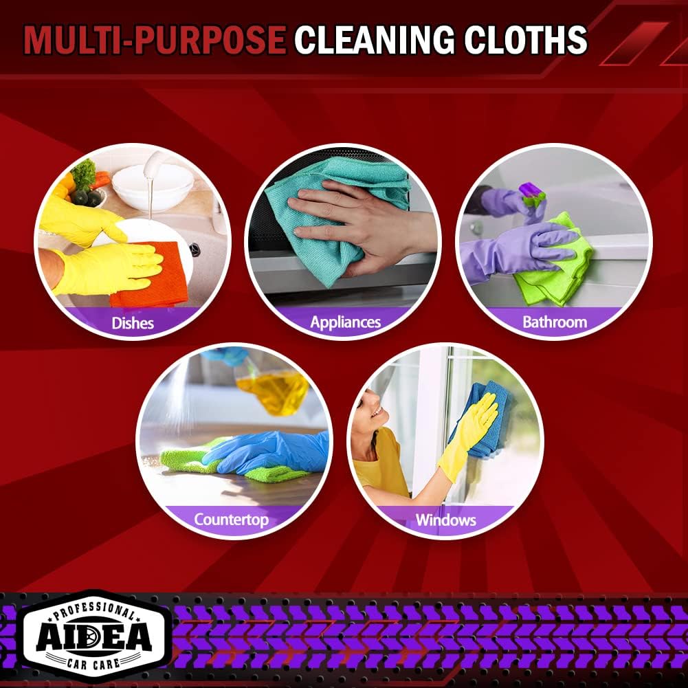 AIDEA Microfiber Cleaning Cloth-50PK, Microfiber Towels for Cars, 12×12"