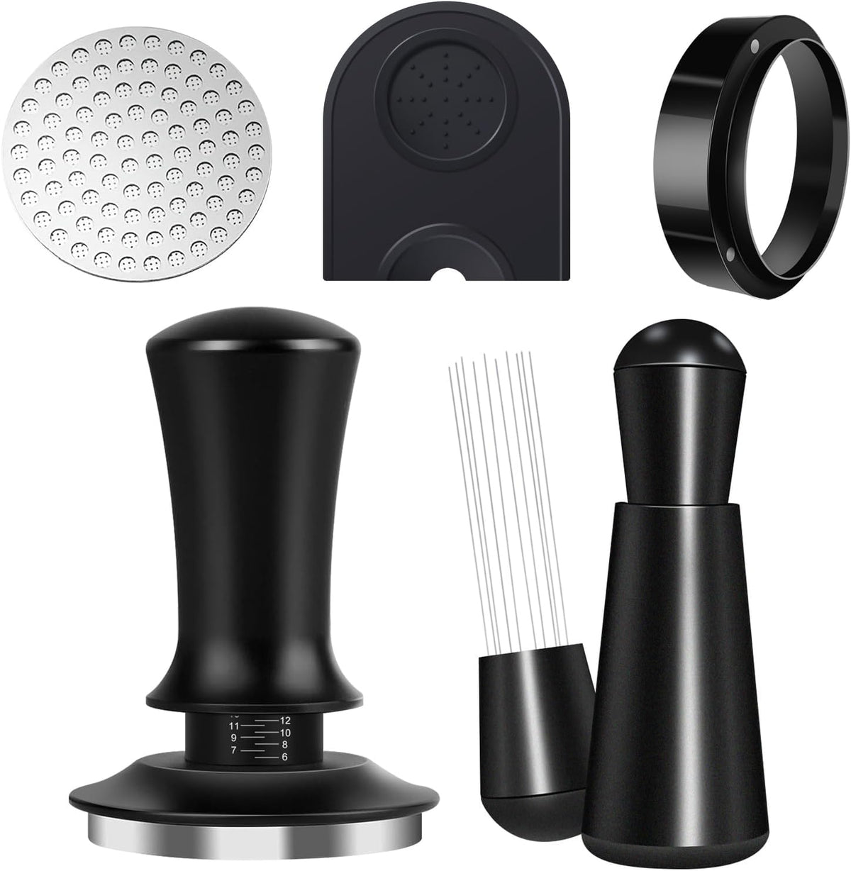 Espresso Accessories Kit 51mm, Coffee Tamper Set with Espresso Tamper, WDT Tool, Espresso Tamper Mat, Espresso Dosing Funnel, Puck Screen