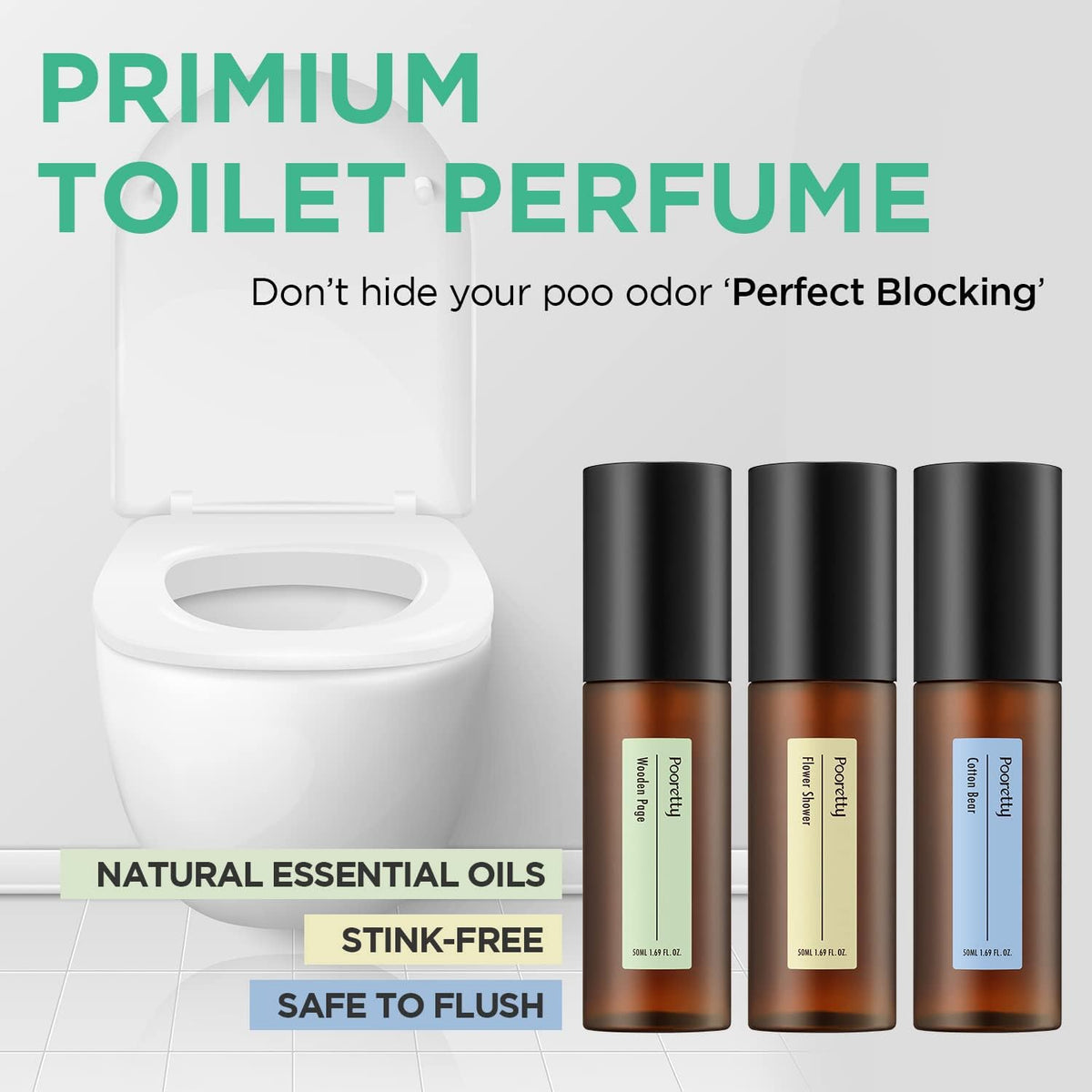 Pre-PooP Aromatic Bathroom Toilet Spray, Potty Deodorizer, Neutralize Bad Odors (1.69 fl.oz.) - Blooming Flowers Scent, Essential Oils