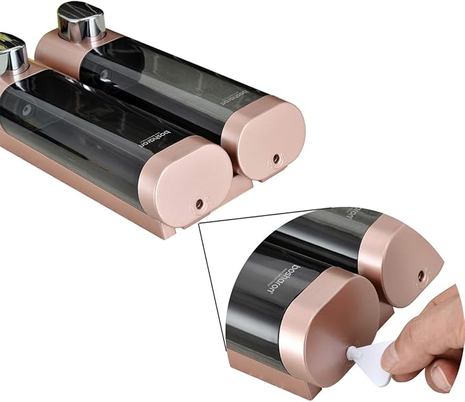 Soap Dispenser Shampoo Shower Dispenser Wall Mount 300mlx2 for Bathroom Hotel (Rose Gold)