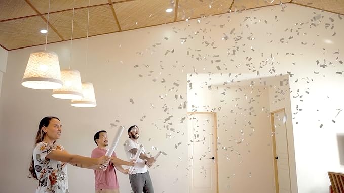 SILVER Confetti Poppers - 16" BIODEGRADABLE SILVER Confetti Cannon (Party Poppers/Glitter/Bomb) Compressed Air Popper, Loud POP, For Wedding Send Off, Wedding Supplies, Birthday Party