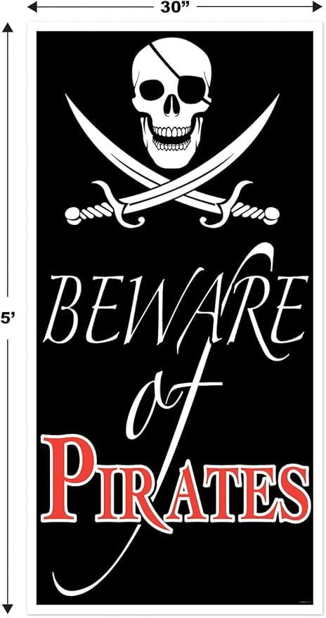 Beistle Beware of Pirates Door Cover,Black/White/Red (Pack of 2)