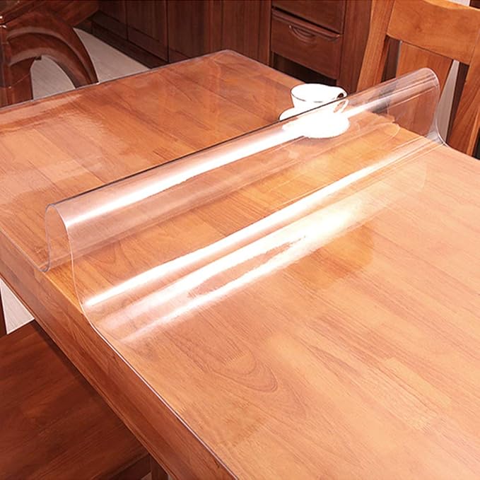 Multi Size Clear Plastic Table Cover Protector PVC Tablecloth Furniture Cover Pad Vinyl Table Cloth Easy Clean Waterproof Wipeable for Dining Living Room Grill Table Coffee Table Picnic Table 18x60