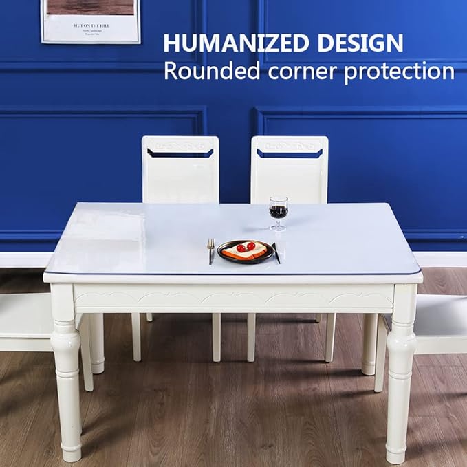 19x63" Clear Vinyl PVC Office Writing Desk Protector Mat Table Protector Cover Mat Office Plastic Chair Mat Thicken Crystal Kitchen Table Pad Tablecloth for Pet Feeding Mat Coffee Table Floor Wipeable