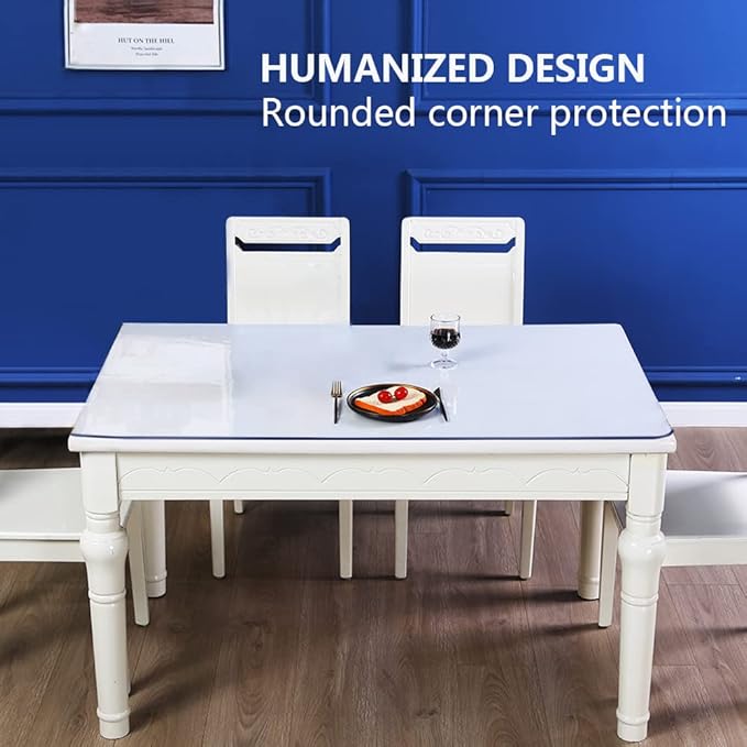 Wood Table Protector Cover Mat Tablecloth Protector Waterproof Wipeable Vinyl Frosted Plastic Tablecloth PVC Roll Rectangle Coffee Dining Table Mat Pad Furniture Protector Pad 35.4x70.9 In Multi-Size