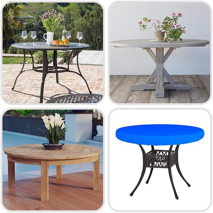 Covers & All Round Table Top Cover, 18 Oz Heavy Duty Waterproof UV & Weather Resistant Patio Table Cover, Outdoor Table Cover for Patio Outdoor Furniture & Coffee Table (48" Diameter x 4”H, Blue)