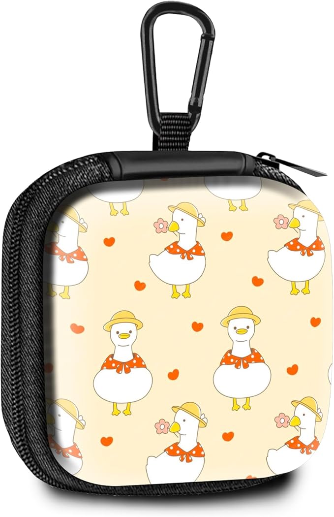 Square Data Cable Earbud Charger Coin Storage Bag Shockproof and Drop-Proof EVA Material Compatible with AirPod(Cute-Duck)