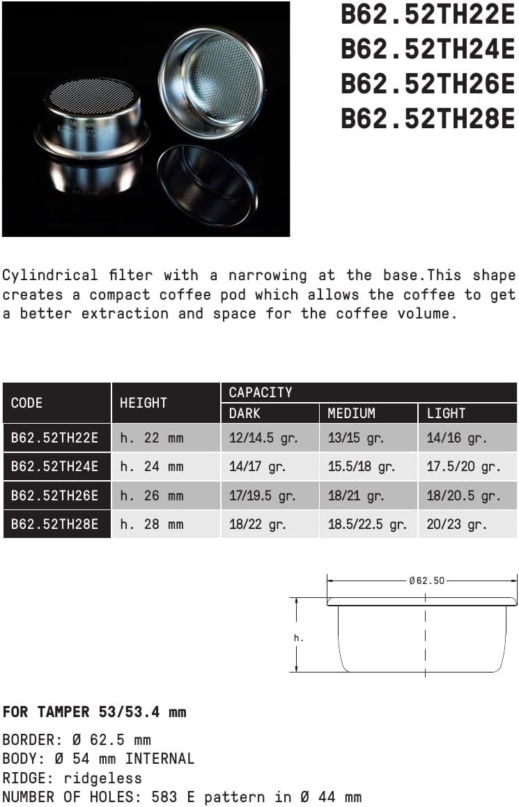 IMS Precision 14-18 g filter basket compatible with 54mm Breville Sage Espresso machines Express, Bambino, Bambino Plus BES450, BES500, BES880