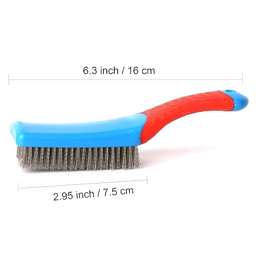 Wire Brushes for Rust Removal - Stainless Steel Wire Metal Brush for Cleaning Concrete, Paint Remover for Concrete & Grill Rust Remover with Ergonomic Handle (15.5x3.5cm)