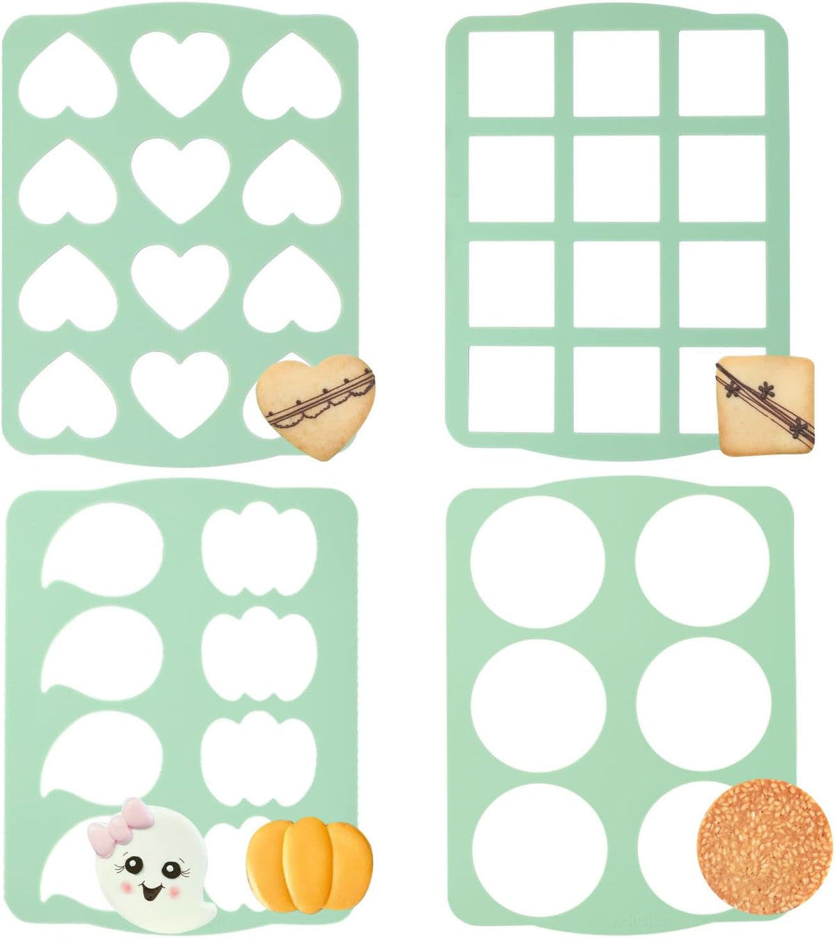 Qeleg 4Pcs Cookie Molds Chocolate Chablon Cookies Stencil Mold Set for Cake Decoration QLG116/120HBGJ2393/2396