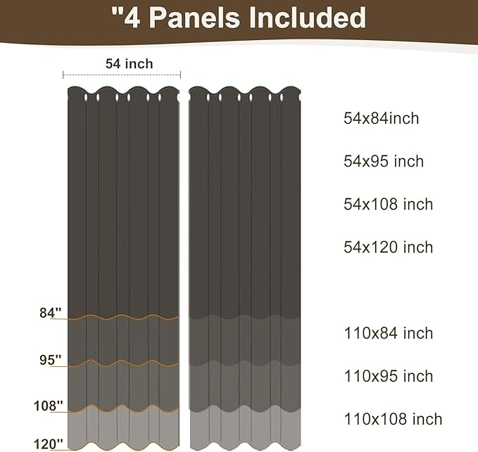 HolidayIdeas Outdoor Curtains for Patio Waterproof-4 Panels Windproof Weatherproof Privacy Curtains-Grommet Top and Tab Bottom Drape for Gazebo, Porch, Pergola, Cabana, Backyard 54x108 Inch Taupe