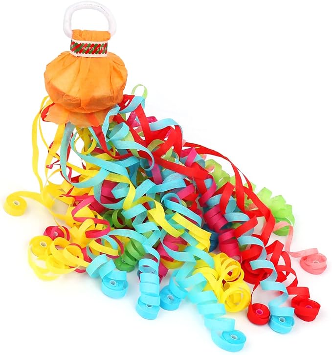 20Pack Colorful Streamer Poppers, No Mess Multi-Color Paper Crackers, Hand Throw Confetti Streamers for Birthday, Wedding, Party Celebrations