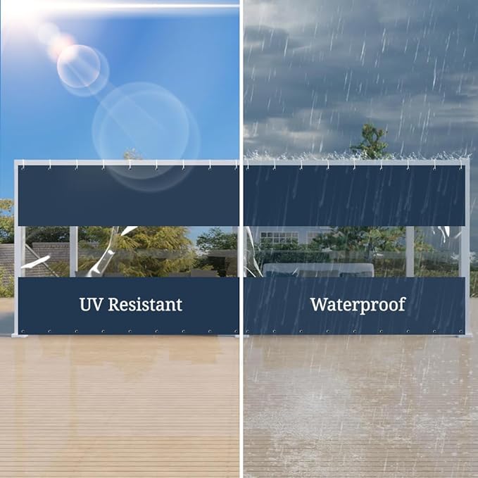 Covers & all Outdoor Clear Panel Curtain, 12 oz Vinyl Outdor Curtains for Patio, Waterproof & Weather Resistant Tarp with Brass Grommets for Pergola, Porch, Gazebos, Balcony (7’ H x 10’ W Feet, Blue)
