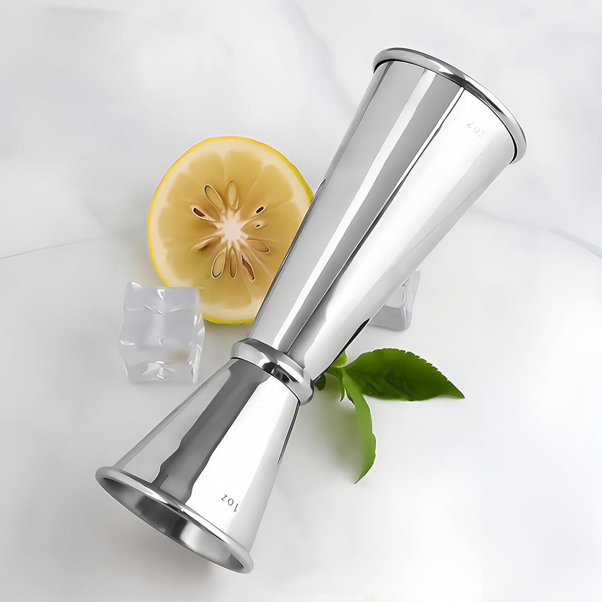 2-Piece Dual-Sided Bartending Jigger Set - 1oz & 2oz Measured Markings, 304 Stainless Steel