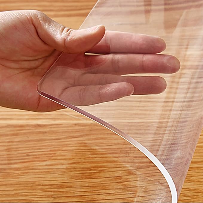 Multi-Size 1.5mm Thick Clear PVC Table Cover Protector Oblong Rectangular Plastic Table Cover Desk Pad Mat Office Computer Sofa Party Buffet Table Laptop Desk Protector Mat Waterproof 22x60" or 58"