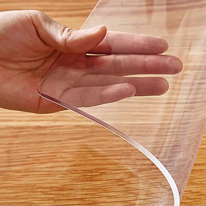 Multisize 1.5mm Thick Clear PVC Table Cover Protector 46x72 Waterproof Crystal Plastic Desk Protector Table Pad Desk Mat for Dining Coffee Kitchen Table Sofa Side End Table Heavy Duty Heat Resistant