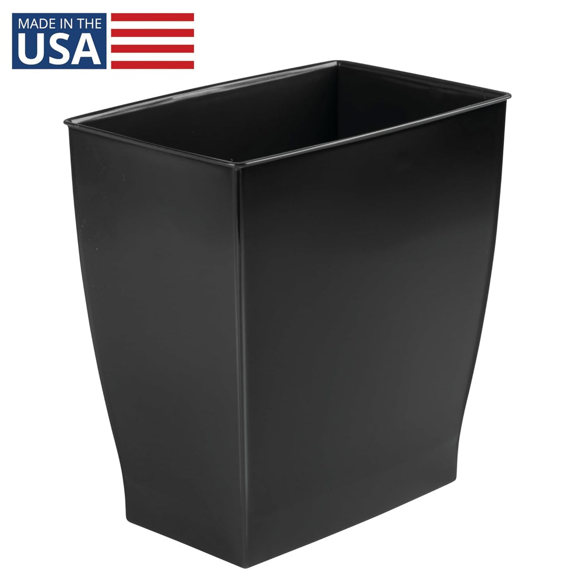 iDesign Small Bathroom Trash Can, Ideal for Primary and Guest Bathroom or Office, Black, Made in USA