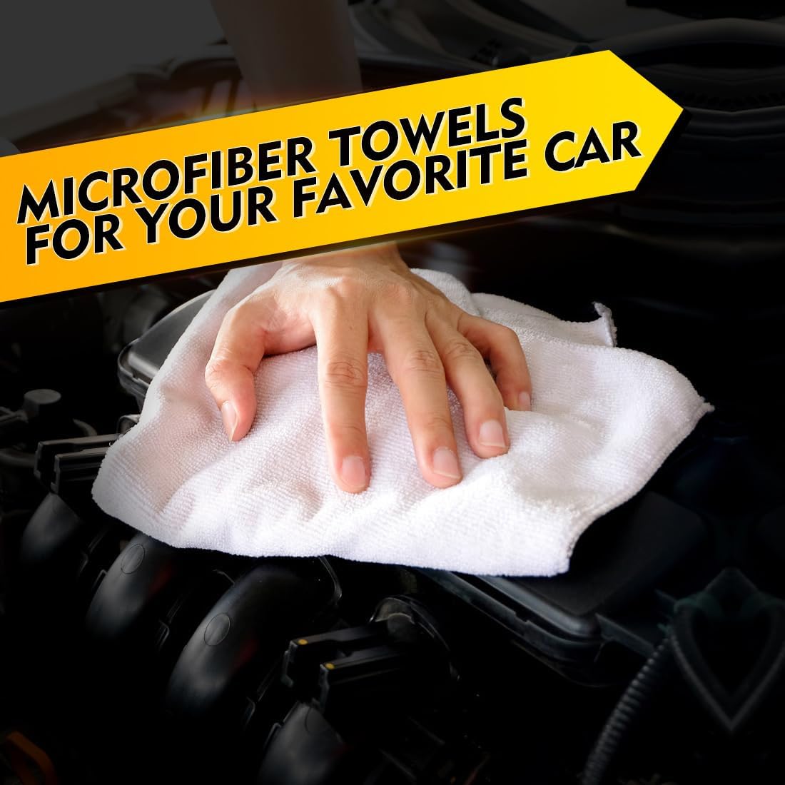 Homexcel White Microfiber Cleaning Cloth 50 Pack, 12.5 x 12.5 inch Microfiber Towels for Cars, Ultra Absorbent Car Washing Cloth