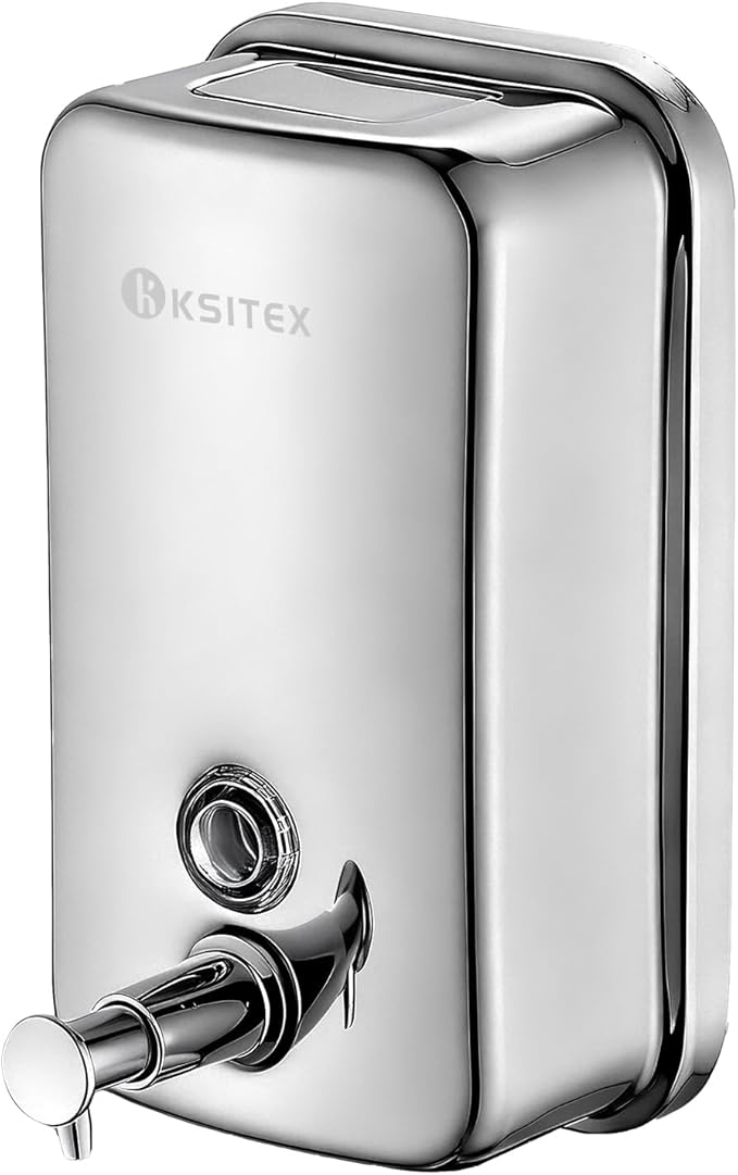 Stainless Steel Soap Dispenser Wall Mounted, 27oz Commercial Hand Soap Dsipenser, Manual Anti-Leak Pump Liquid Soap Dispenser, Rust-Proof Lining Hand Sanitizer Lotion Dispenser for Bathroom