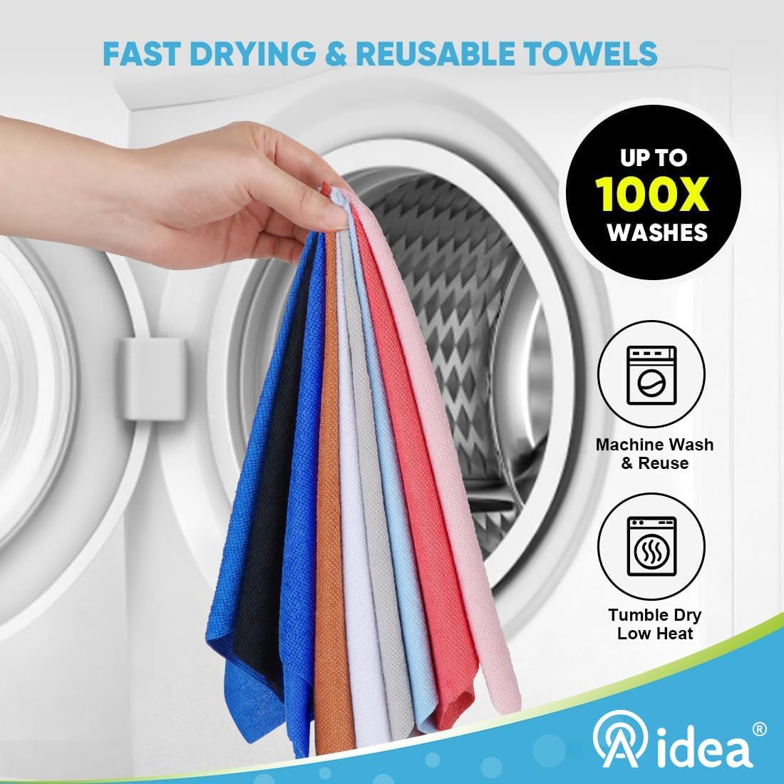 AIDEA Microfiber Cleaning Cloth Roll 55 Sheets, Cleaning Rags Black 11×9"
