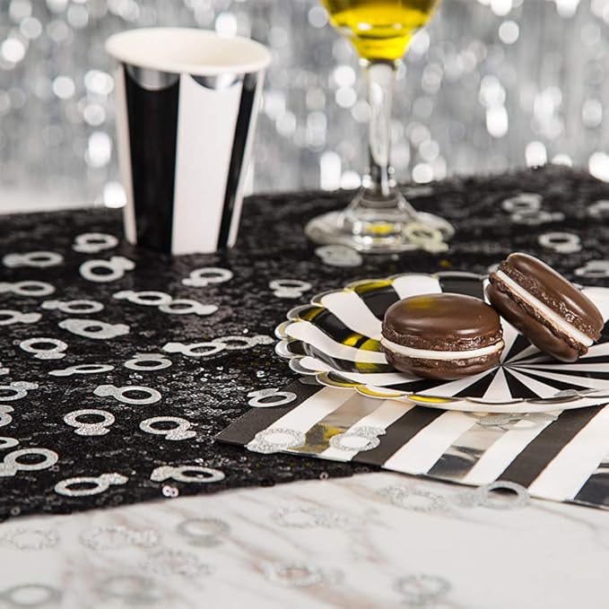 MOWO Silver Diamond Ring Confetti Table Decor and Event Decor, Silver Glitter, 200 Count