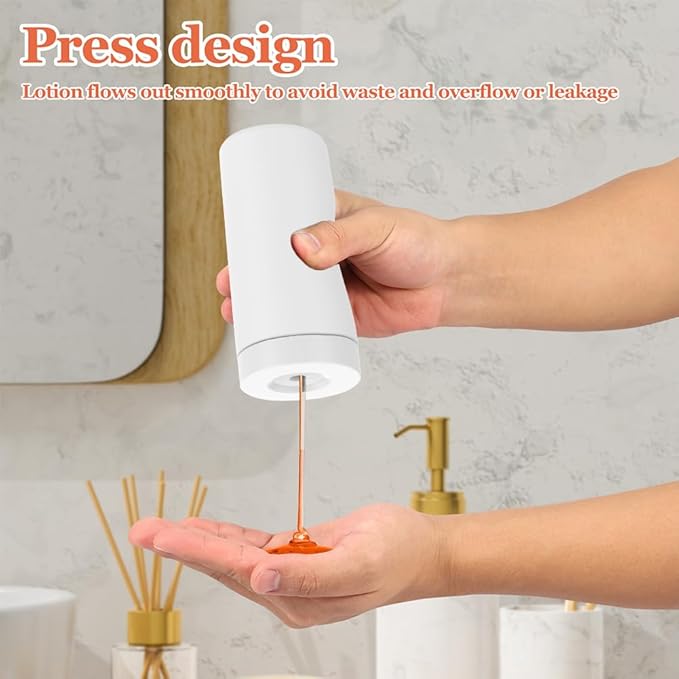 Soap Dispenser Dish Soap Holder for Kitchen Sink 8 oz Round Refillable Foaming Soaps Dispenser Shampoo and Conditioner Bottles Watertight Silicone Squeeze Bottle for Bathroom(Color:White)