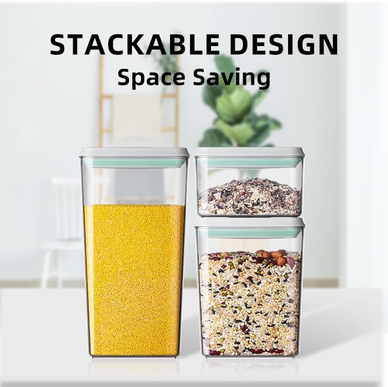 Ankou Pop Airtight Food Storage Containers with Lids- 3 Pcs Stackable One Button Opening Food Containers