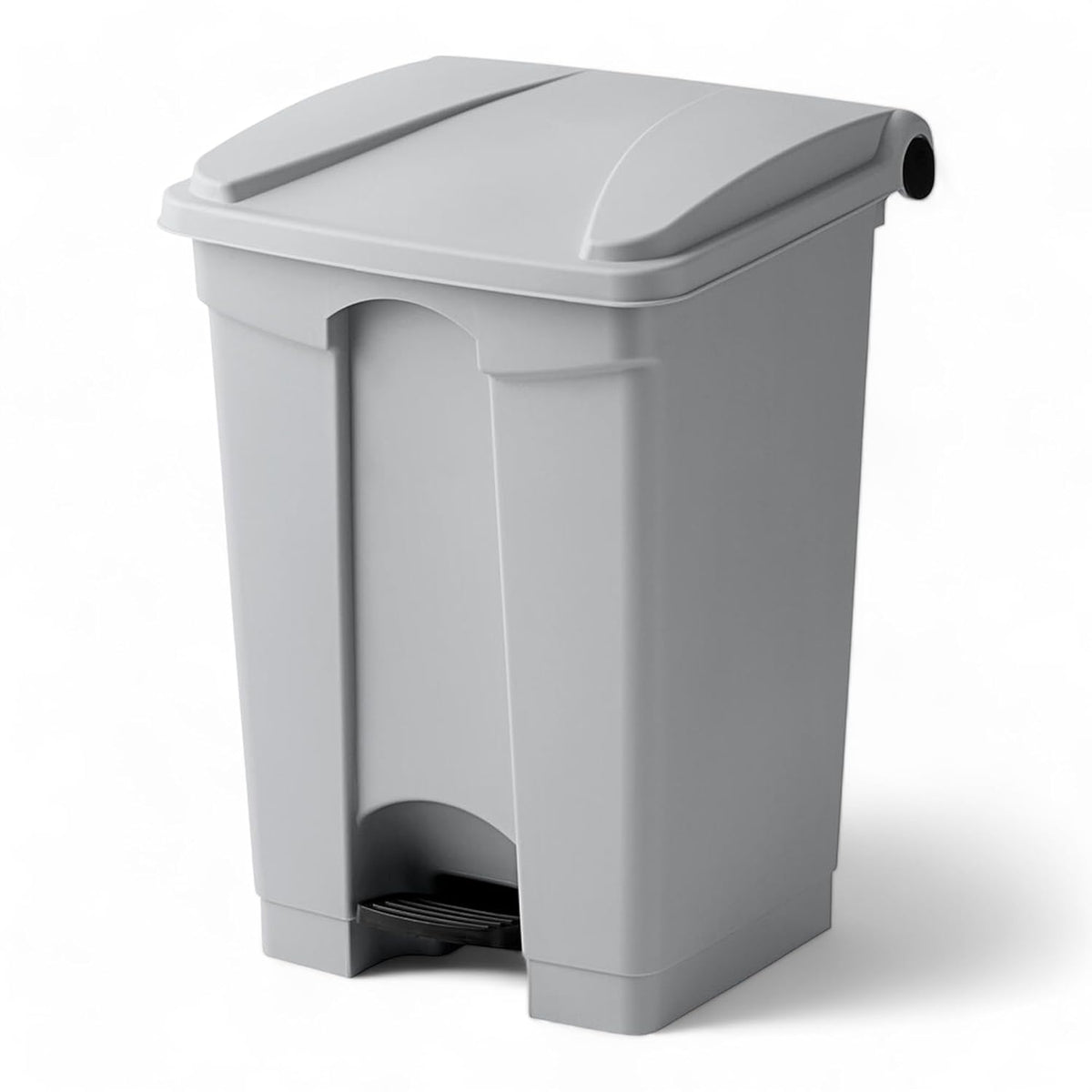 PRO&Family Step-On Trash Can with Lid, Plastic Waste Bin, Foot Pedal Operation (Gray, 12 Gallon)