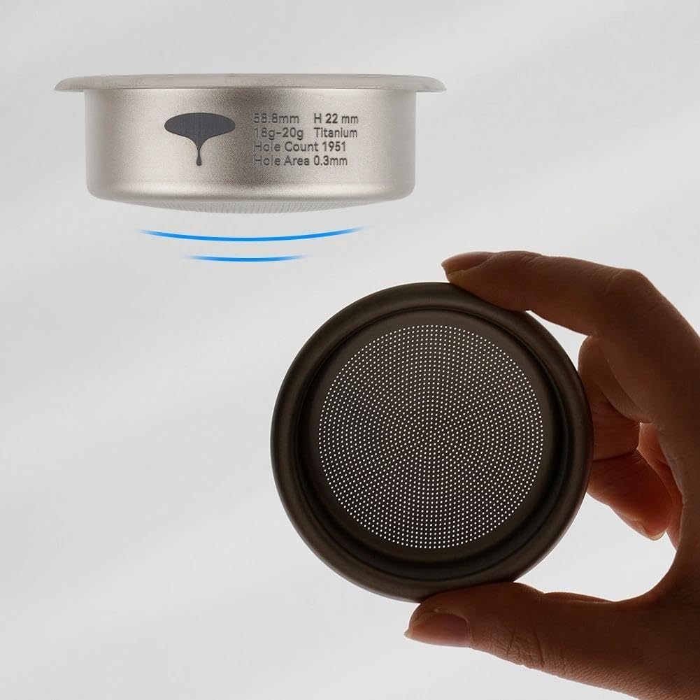 watchget 58mm Espresso Filter Basket, 18-20g Titanium Fliter Basket High-Speed and Precision Extraction Portafilter Basket Filter Fits Most 58mm
