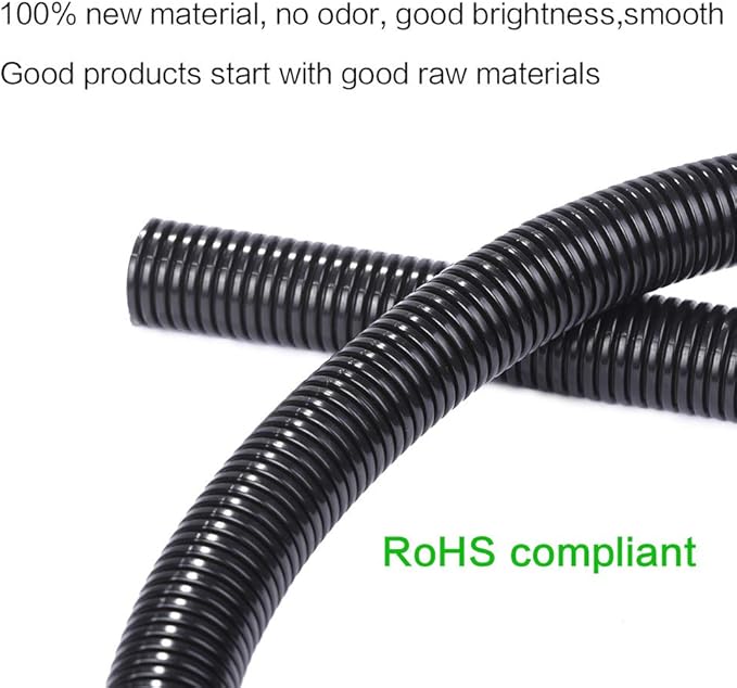 Alex Tech 50ft - 3/8 inch Split Wire Loom Tubing - Black