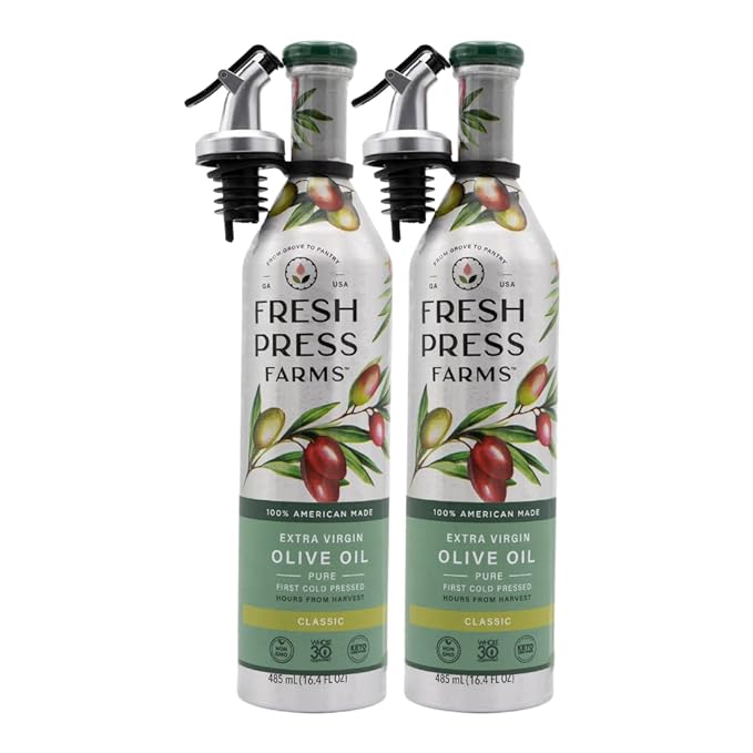 Fresh Press Farms Cold Pressed Classic Extra Virgin Olive Oil, 16.4 Fl Oz (Pack of 2), Georgia Grown, 100% American Made, Unrefined