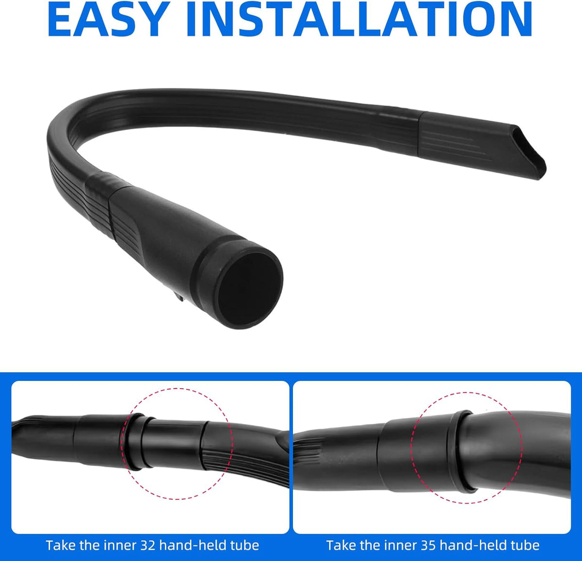 25 inch flexible vacuum hose tool accessory, suitable for all 1-1/4" or 1-3/8" inch (32mm - 35mm) vacuum cleaner flat nozzles