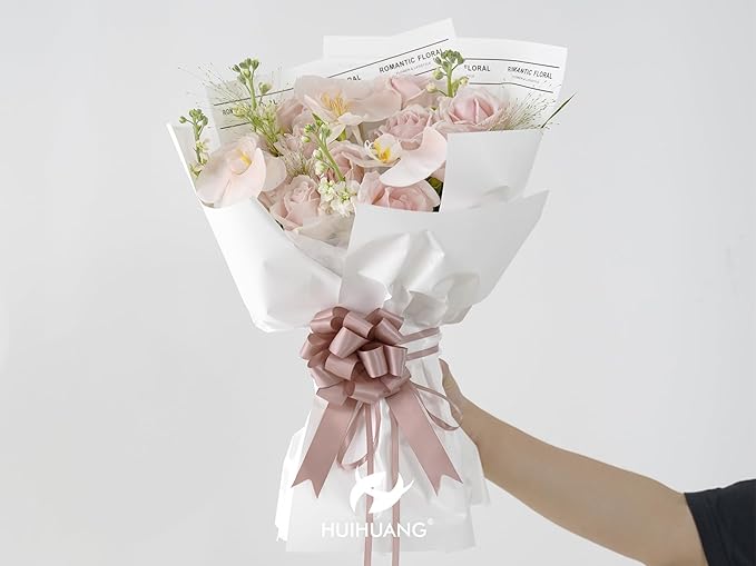 HUIHUANG Dusty Rose Bows 12 PCS Dusty Pink Pull Bows 4" x 8" Satin Present Bow for Gift Wrapping, Gift Basket, Paper Bag, Wrapping Accessories, Bridal Shower Wedding Christmas Decor