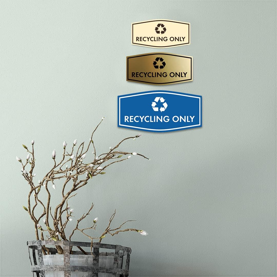 Fancy Recycling Only Sign (Black) - Medium