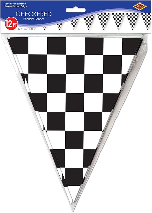 Checkered Pennant Banner Party Accessory (1 count) (1/Pkg)