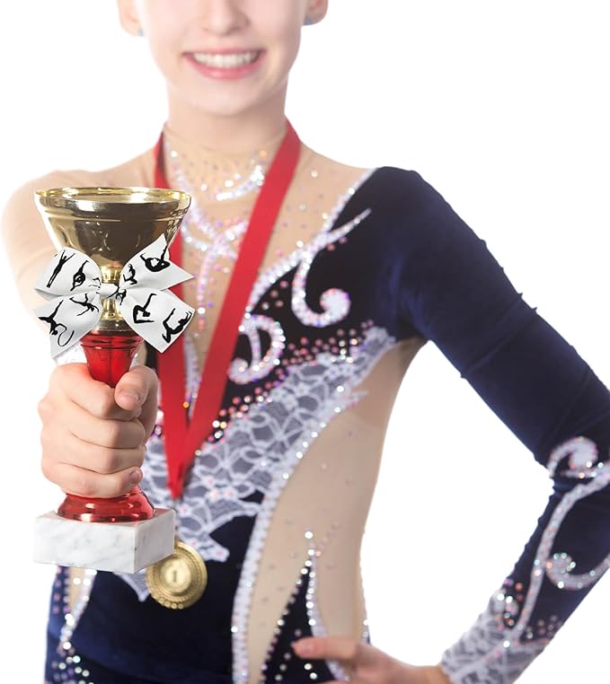4 Pack Gymnastics Grosgrain Ribbons, 5/8" & 7/8" x 3 Yards Each, Black Sports Themed Ribbon for Dance Competition Awards Gift Wrapping Team Decor