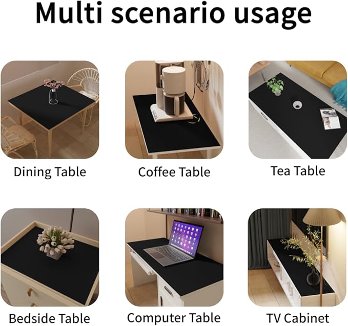 Table Mats - 26x64 Inch Waterproof Easy to Clean Can Conceal Flaws Protector The Table Top from Scratches Used for Coffee Table (Black+Black 26x64)