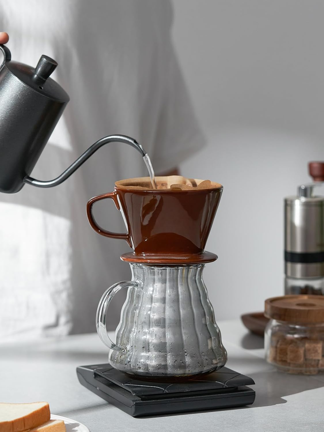 Dowan Pour Over Coffee Dripper, Non Electric Pour Over Coffee Maker, Porcelain Slow Brewing Accessories for Home, Cafe, Restaurants