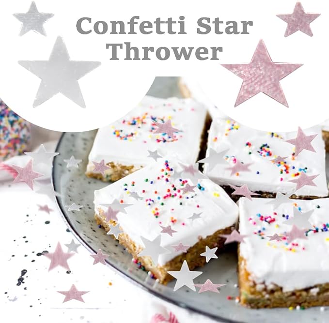 60g/2.1oz Glitter Star Confetti 6/10mm Metallic Foil Stars Sequin Holographic Stars Table Confetti for Party,Wedding,Birthday Decorations(Rose Gold+Silver/XX-MYS)